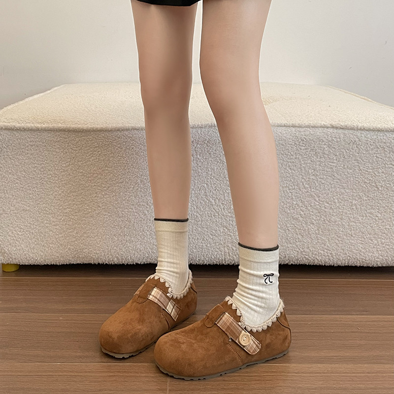 内增高勃肯鞋女2026年春季新款复古全包勃肯单鞋一脚蹬懒人豆豆鞋,淘宝优惠券,粉丝福利购,淘宝优惠卷