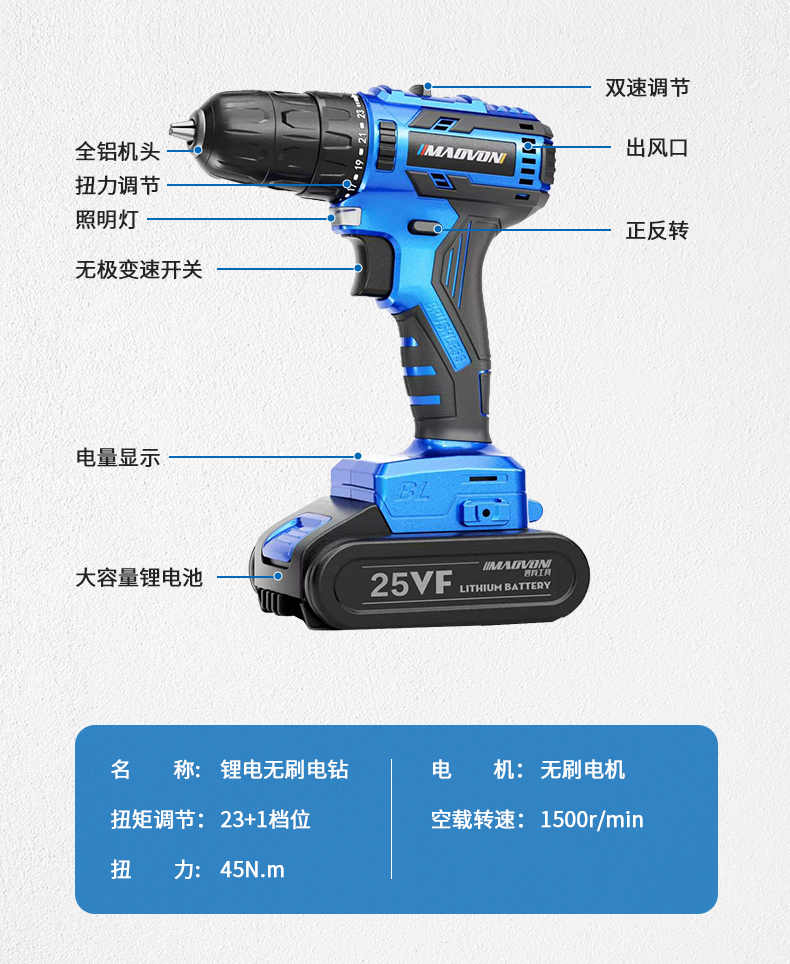 妙有锂电池无刷充电电锤冲击钻角磨机电动钻扳手四件套工具套装