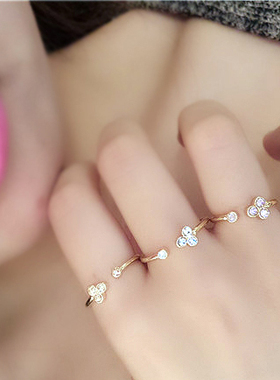 梨花迷你锆石指环多层韩剧风尾戒