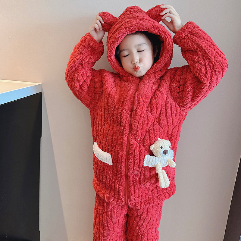 可外出三层夹棉加厚加绒亲子儿童睡衣冬季女童法兰绒宝宝男孩保暖,淘宝优惠券,粉丝福利购,淘宝优惠卷