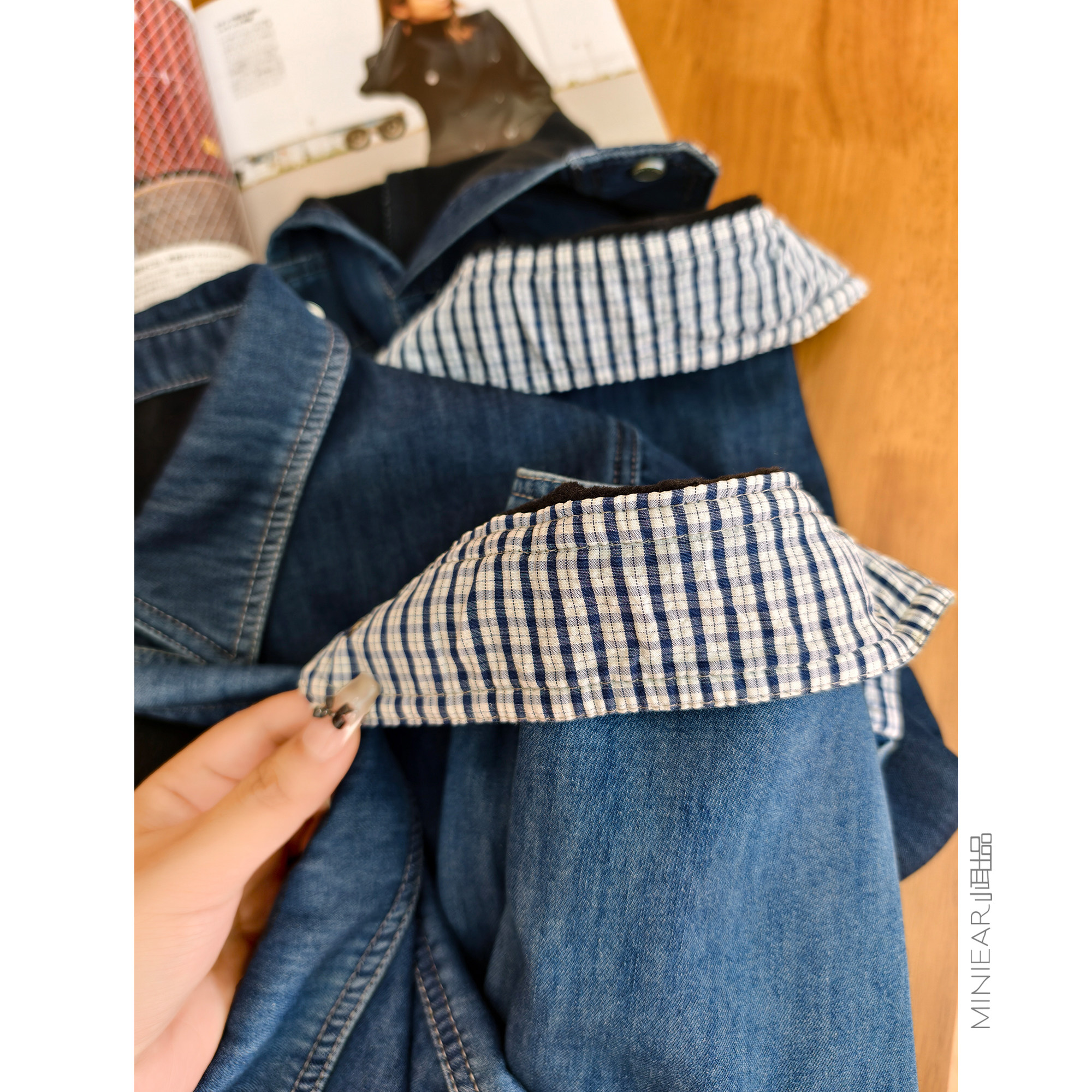 小耳出品 做工JUE子！重工精梳棉+牛奶绒/做旧洗水 翻领牛仔衬衫