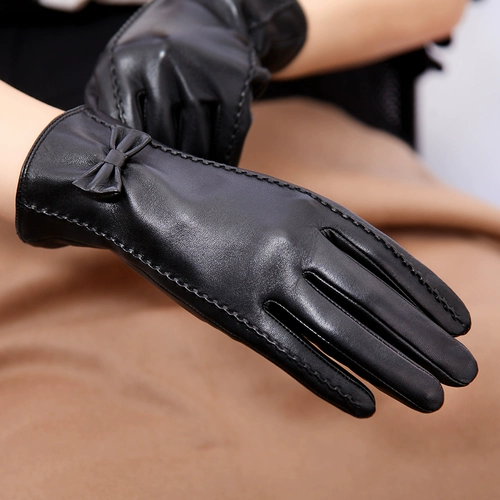 Демисезонные перчатки, утепленный удерживающий тепло ветрозащитный тонкий комплект, из натуральной кожи