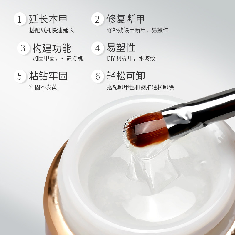 建构胶光疗延长胶可卸模型胶透明塑形粘钻加固指甲油胶美甲店专用 - 图0