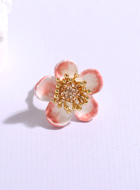 果色物语系列粉色渐变苹果花开口戒指女指环送女生礼物轻奢百搭