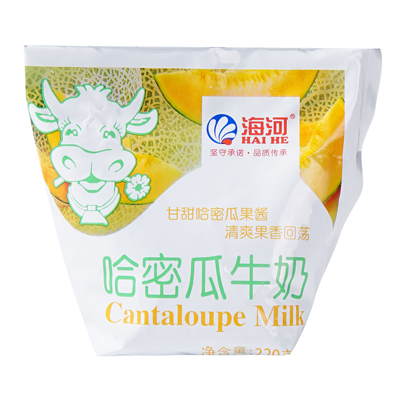 【新品】天津海河牛奶哈密瓜口味220ml袋装 奶风味调制乳 现货 - 图2