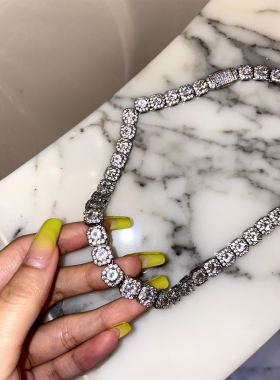 popbonnie饰品挂饰银色满钻项链