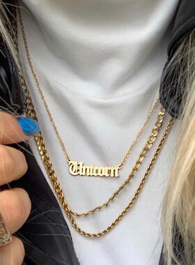 POPBONNIE 21年新款欧美时尚星座字母牌项链爆款网红同款流行