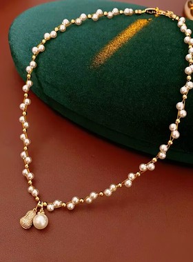 新中式锆石葫芦吊坠珍珠项链轻奢小众锁骨链精致百搭饰品女高级感