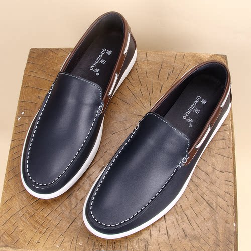 2026新款真皮豆豆鞋男一脚蹬透气百搭青年乐福鞋男士驾车鞋 - 图2