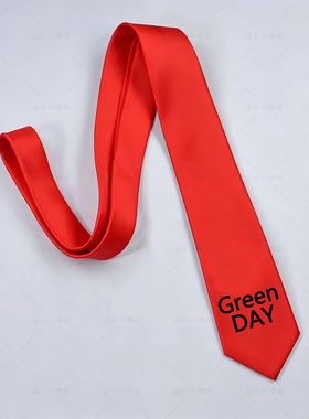 GreenDay领带红色手打款绿日乐队