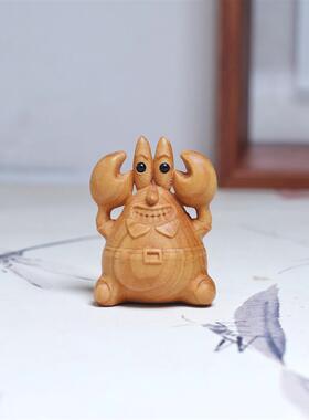 崖柏木雕海绵宝宝派大星章鱼哥㙰老板木质小摆件可爱卡通手把件儿