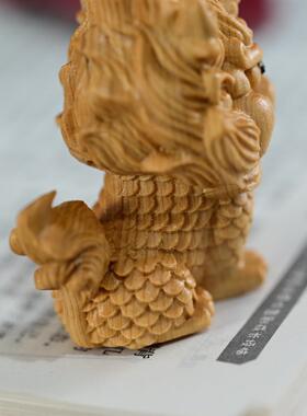 崖柏木雕刻文玩手把件麒麟车载办公桌面装饰工艺品摆件礼品