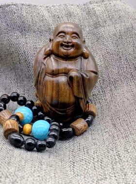 沉香木雕弥勒佛实木手把玩物件手把件男士随身盘玩吊坠挂件工艺品