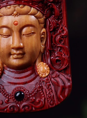 檀香572牌镶嵌投影版观音度母461牌 汽车挂木质吊坠胸牌紫檀挂饰