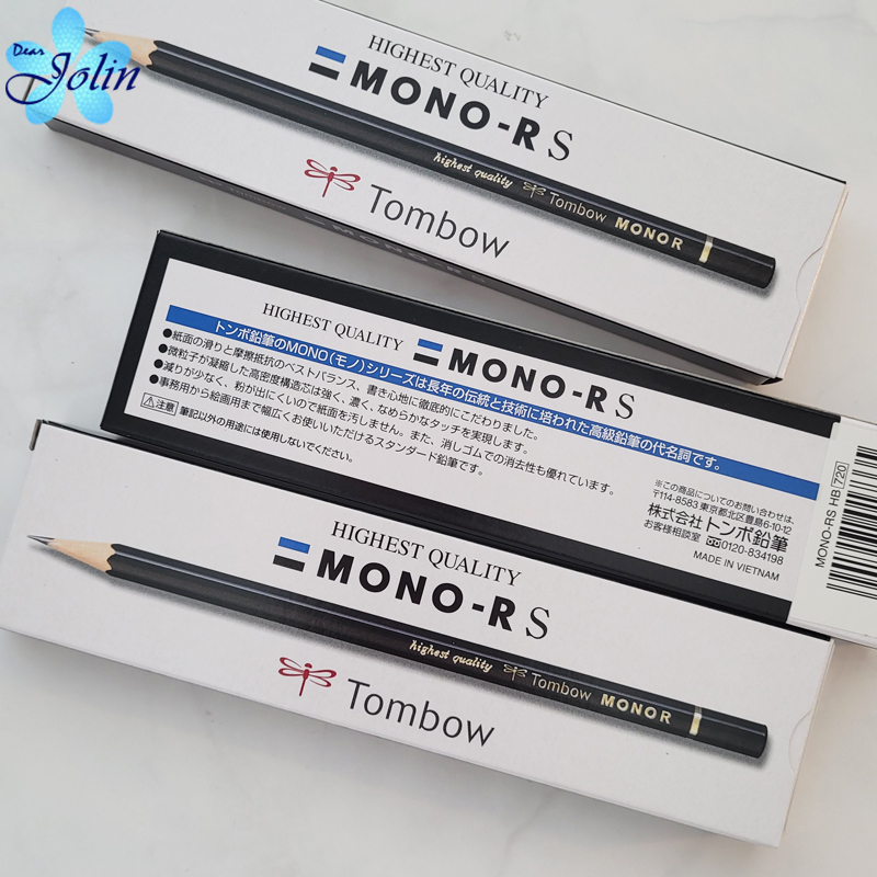 日本tombow蜻蜓MONO RS高级书写绘画小学生木头铅笔黑杆HB 2H进口-图0