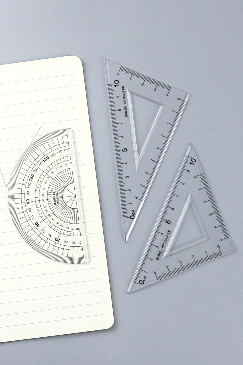 晨光本味亚克力套尺20cm直尺学生用三角尺量角器测量工具ARL960J2 - 图1