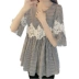 Phụ nữ mùa hè Tất cả phù hợp với áo sơ mi Ruffled Doll rỗng Fluffy Loose Trumpet Sleeve Voan ren T-shirt Phụ nữ hàng đầu - Áo sơ mi chiffon ren