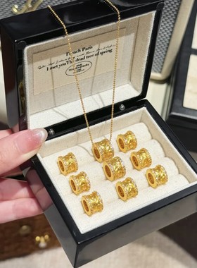 古法沙金镶钻麦穗路路通吊坠项链