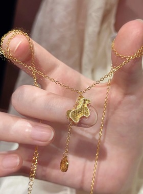 古法沙金猫眼碎冰冰小马铜钱手链