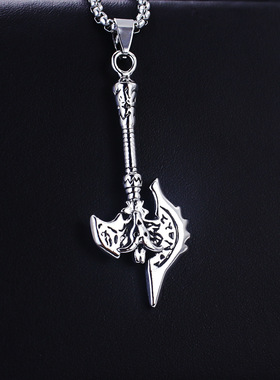 热销新品北欧复古维京符文斧头霸气潮男士吊坠不锈钢项链饰品批发