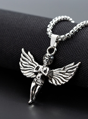 欧美街头angel嘻哈项链小天使吊坠潮男女潮人配饰品情侣个性挂坠