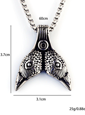 外贸新款维京饰品北欧复古不锈钢吊坠项链双面维京个性乌鸦头挂件