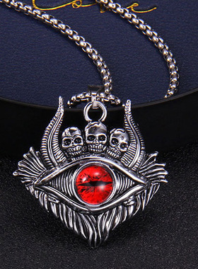 跨境专供复古土耳其恶魔之眼项链暗黑骷髅头蓝色眼睛吊坠饰品