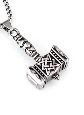 维京雷神锤不锈钢吊坠项链时尚百搭配饰凯尔特结男士外贸饰品批发