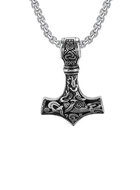 亚马逊货源棒槌十字架吊坠复古摇滚跨境新品不锈钢配链大吊牌