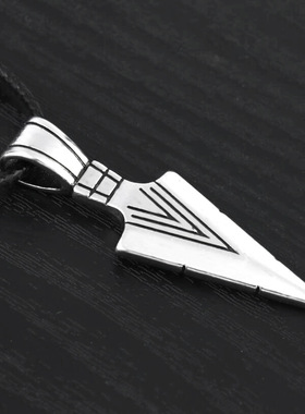 韩版霸气男士个性箭头皮绳项链十字架学生男女吊坠社会潮男批发