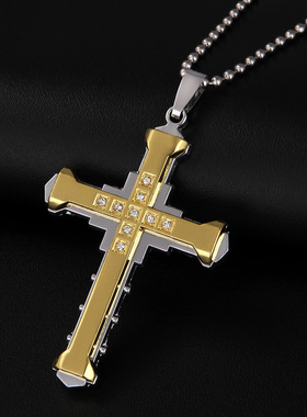欧美日韩时尚朋克十字架嘻哈项链挂饰男女长款挂坠挂链