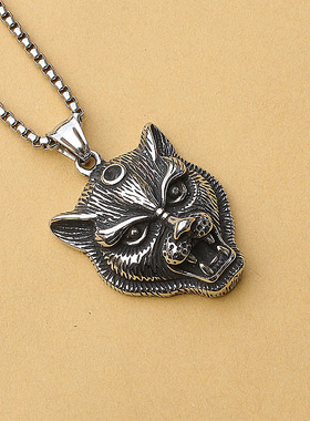 2026欧美不锈钢羊角牛动物吊坠男士嘻哈电镀不锈钢潮牌项链批发