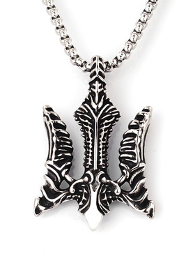 厂家直销北欧维京海盗船锚三叉戟潮流男士钛钢不锈钢项链吊坠饰品