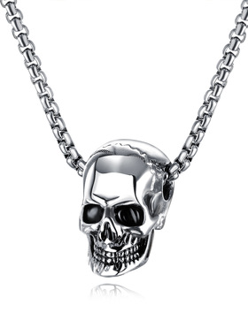 wish爆款项链欧美骷髅头项链 经典简约百搭不锈钢骷髅头吊坠