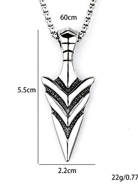 跨境欧美饰品批钛钢三角长矛吊坠不锈钢男式复古维京箭头项链