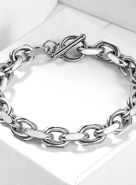 不锈钢十字平磨项链女士项链夸张9MM粗宽大项链条亚马逊饰品复古