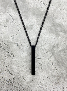 欧美简约跨境供应长条项链潮流女长方形几何吊坠男霸气饰品批发