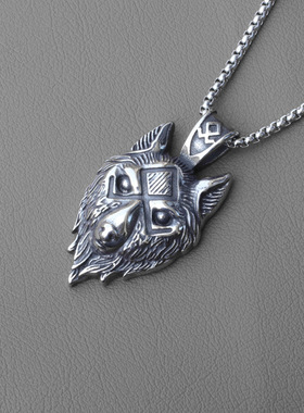欧美复古狼头项链个性男士吊坠嘻哈饰品配饰街头男潮厂家批发