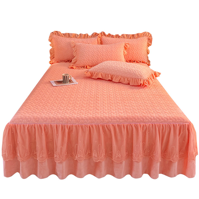 新款冬季婴儿绒夹棉床裙单件加绒加厚蕾丝边珊瑚绒床罩床单床围裙,淘宝优惠券,粉丝福利购,淘宝优惠卷