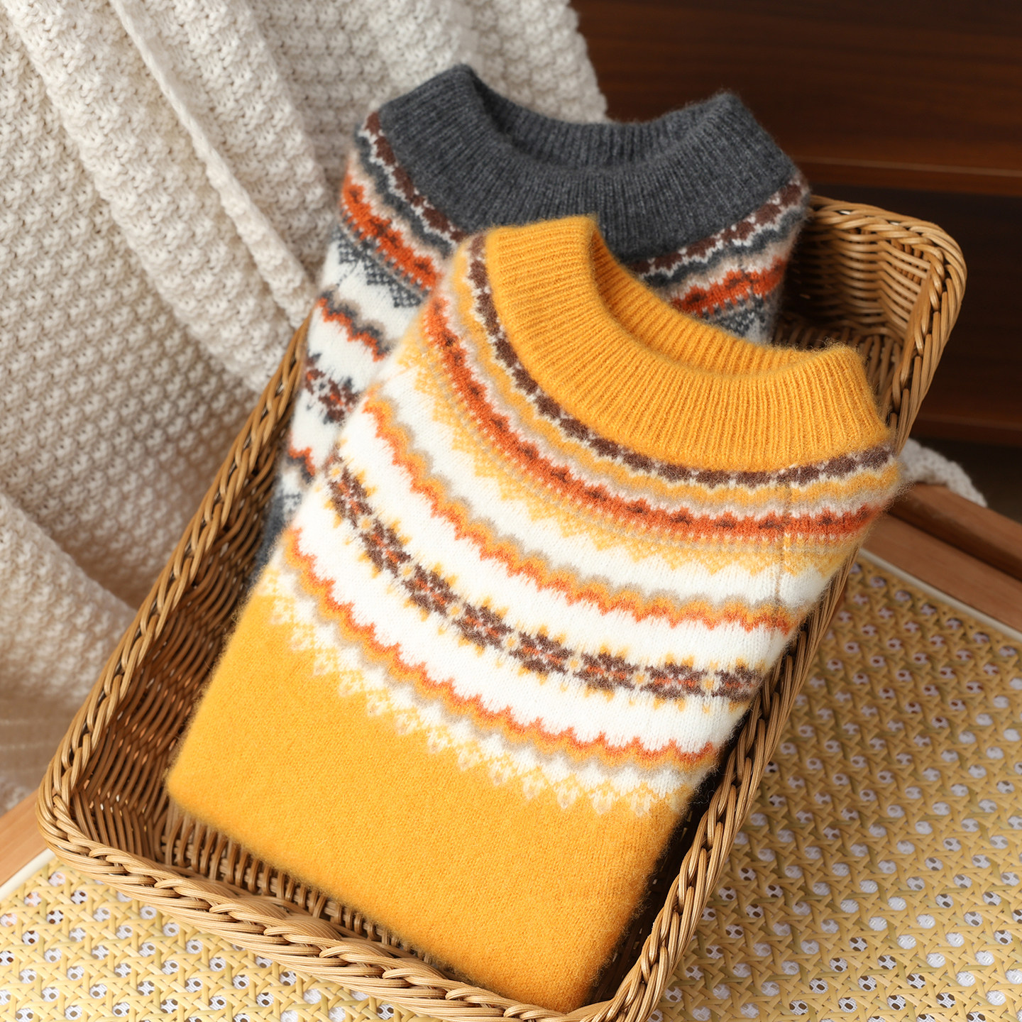 费尔岛系列~儿童羊毛衫男童半高领毛衣女童针织衫宝宝加厚打底衫,淘宝优惠券,粉丝福利购,淘宝优惠卷