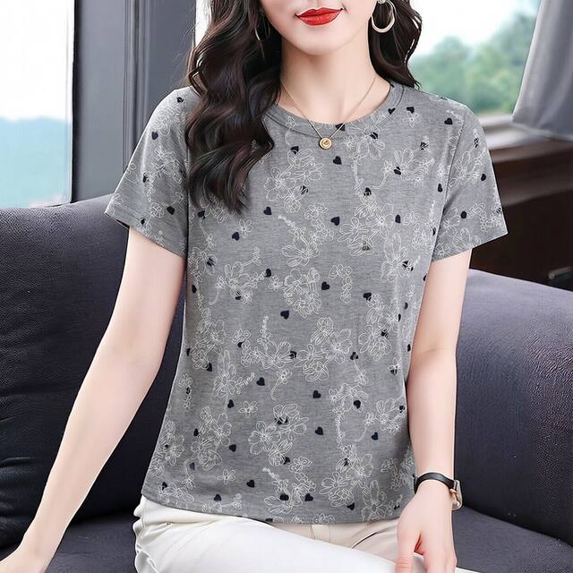 Summer mommy ສີເທົາ star ພິມເສື້ອທີເຊີດສໍາລັບແມ່ຍິງ