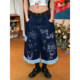 C2 homemade / Korean style ຫນ້າສົນໃຈເສັ້ນ graffiti ແບບ denim cropped pants ສໍາລັບແມ່ຍິງ summer ໃຫມ່ວ່າງ slimming ຂາກວ້າງ