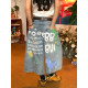 C2 homemade / graffiti ພິມ jeans ສາມໄຕມາດ summer ແມ່ຍິງໃຫມ່ວ່າງ bf ແບບເດັກນ້ອຍມ່ວນ pants
