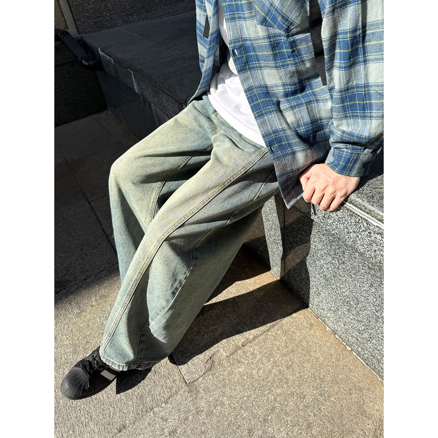 GOOZI MADE美式水洗牛仔裤男冬季直筒弯刀裤男生宽松阔腿休闲裤子,淘宝优惠券,粉丝福利购,淘宝优惠卷