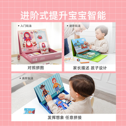 mideer弥鹿儿童磁力拼图百变形状交通换装拼板宝宝益智玩具男女孩 - 图1