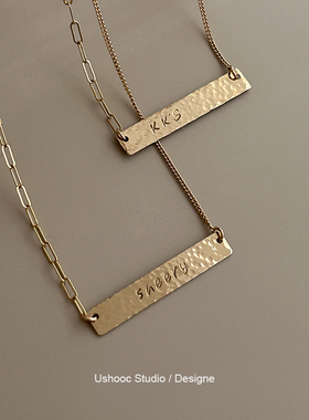 鱼说美国14k包金女刻字定制项链