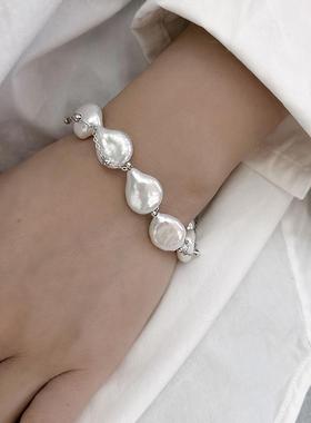 S925银巴洛克珍珠手链轻奢原创