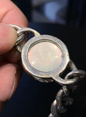 古董天青色马贝珠纯银手链