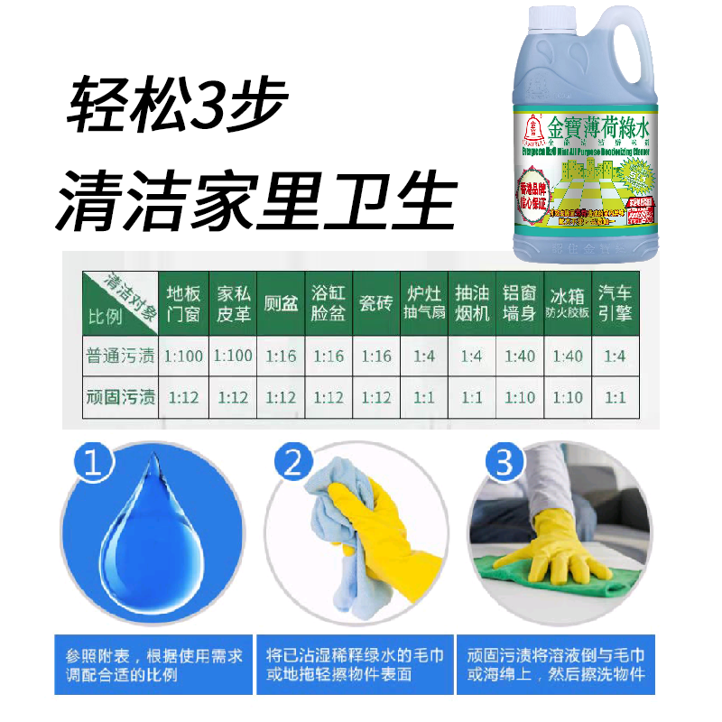 1L金宝绿水薄荷地板水多用途清洁剂金宝钟拖地家庭消毒杀菌辟味,淘宝优惠券,粉丝福利购,淘宝优惠卷