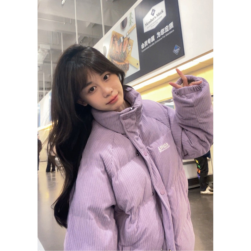 冬季加厚立领棉服2024新款女韩版设计感港风